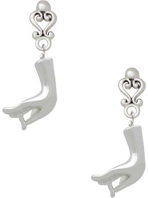 Silver Plated Buddha Hand (Charity & Compassion) - Filigree Heart Post Earrings