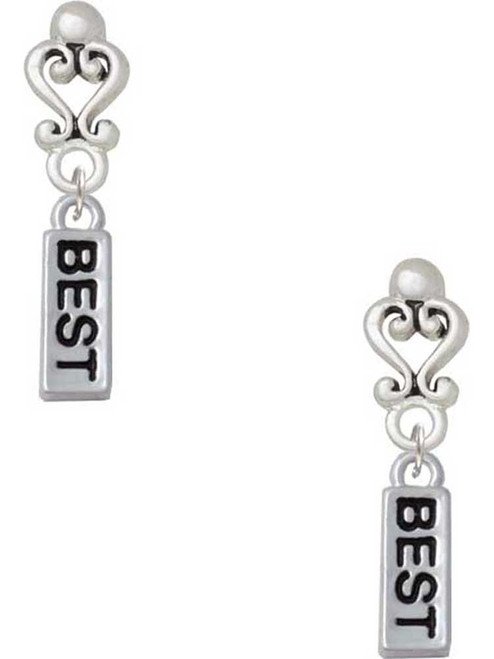 Silver Plated Best - Filigree Heart Post Earrings