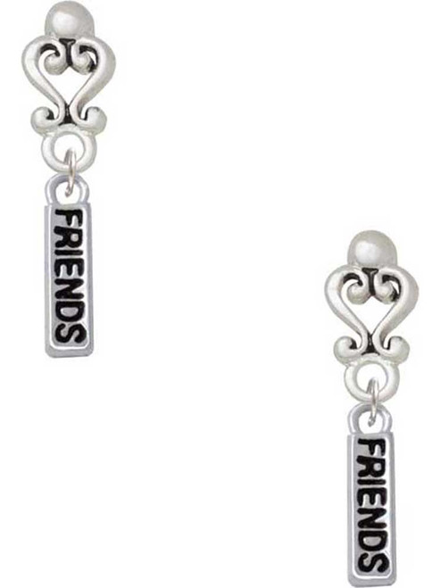 Silver Plated Friends - Filigree Heart Post Earrings