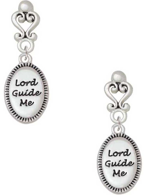 Silver Plated Lord Guide Me - Filigree Heart Post Earrings