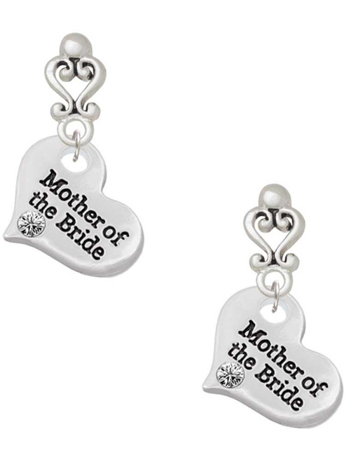 Silver Plated Large Mother of the Bride Heart - Filigree Heart Post Earrings