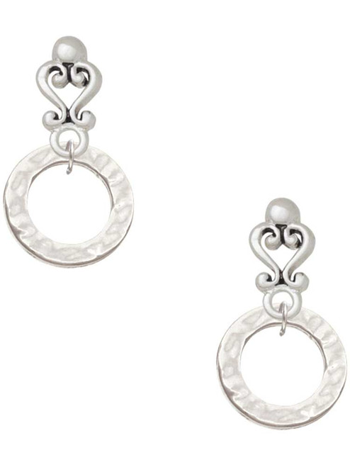 Silver Plated Hammered Karma Ring - Filigree Heart Post Earrings