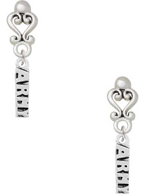 Silver Plated Army - Filigree Heart Post Earrings