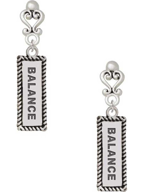Silver Plated Balance - Filigree Heart Post Earrings
