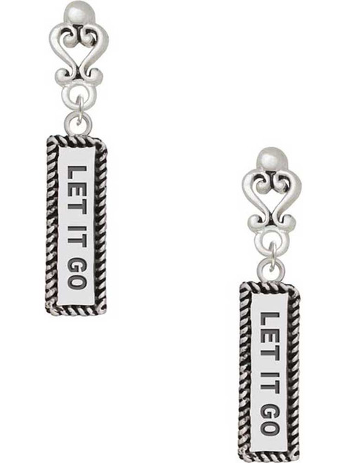 Silver Plated Let It Go - Filigree Heart Post Earrings