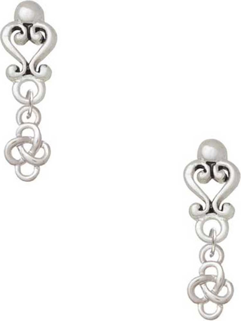 Silver Plated Mini Celtic Knot - Filigree Heart Post Earrings