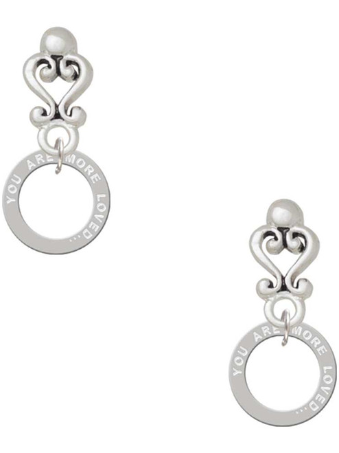 Silver Plated You Are More Loved Infinity Ring - Filigree Heart Post Earrings