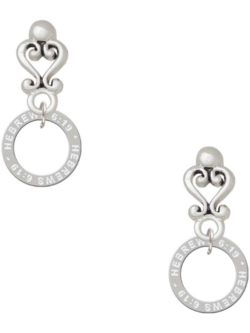Silver Plated Hebrews 6:9 Eternity Ring - Filigree Heart Post Earrings