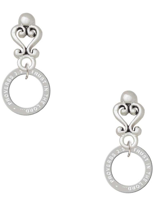 Silver Plated Proverbs 3:5 Eternity Ring - Filigree Heart Post Earrings