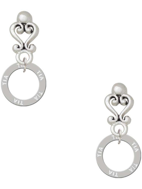 Silver Plated Tia Eternity Ring - Filigree Heart Post Earrings