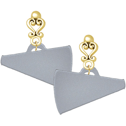 Acrylic Large Silver Plated Megaphone - Gold tone Filigree Heart Post Earrings
