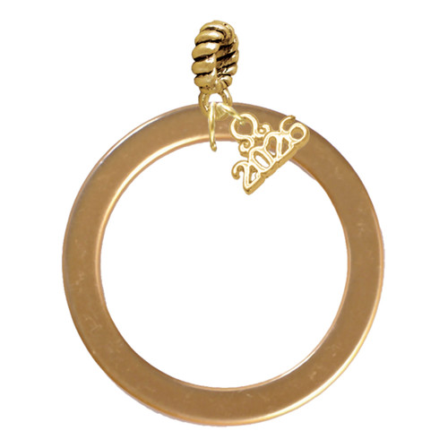 Acrylic 1 1/2" Ring Gold-tone - Gold-tone Plated Twist Rope Bead Charm Dangle with Mini Year 2026
