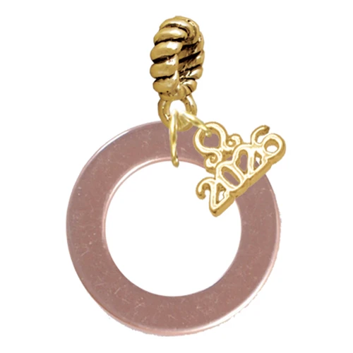 Acrylic 7/8" Ring Rose Gold-tone - Gold-tone Plated Twist Rope Bead Charm Dangle with Mini Year 2026