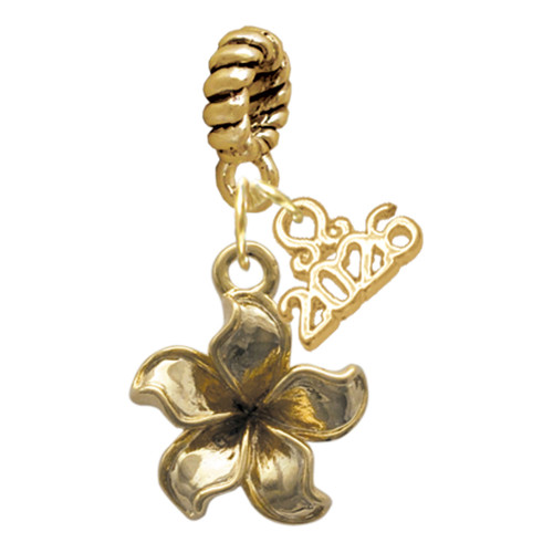 Gold-tone Flower - Gold-tone Plated Twist Rope Bead Charm Dangle with Mini Year 2026