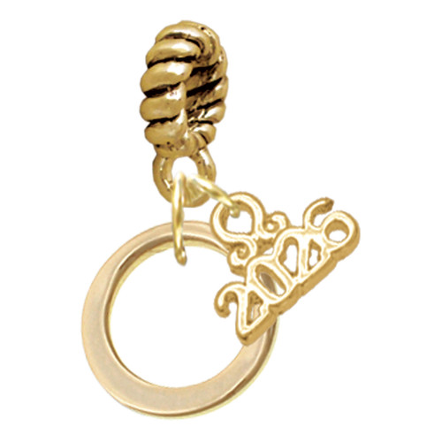 Gold-tone Medium Karma Ring - Gold-tone Plated Twist Rope Bead Charm Dangle with Mini Year 2026