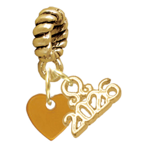 Acrylic Mini Gold-tone Heart - Gold-tone Plated Twist Rope Bead Charm Dangle with Mini Year 2026