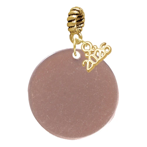 Acrylic 1 1/8" Disc Rose Gold-tone - Gold-tone Plated Twist Rope Bead Charm Dangle with Mini Year 2026