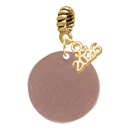 Acrylic 7/8" Disc Rose Gold-tone - Gold-tone Plated Twist Rope Bead Charm Dangle with Mini Year 2026