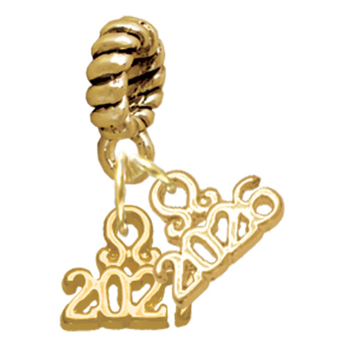 Gold-tone Mini Year 2027 - Gold-tone Plated Twist Rope Bead Charm Dangle with Mini Year 2026