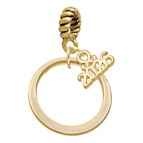 Gold-tone Large Karma Ring - Gold-tone Plated Twist Rope Bead Charm Dangle with Mini Year 2026