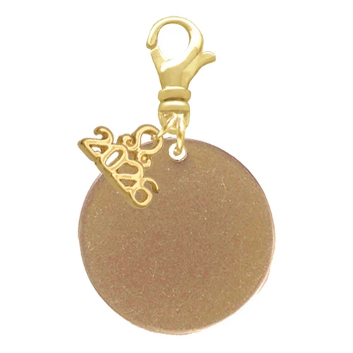 Acrylic 7/8" Disc Gold-tone - Gold-tone Plated Clip on Charm with Mini Year 2026: Year to Remember Jewelry Gift - Celebrations