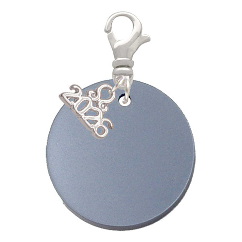 Acrylic 1" Disc Shimmer Black - Silver Plated Clip on Charm with Mini Year 2026: Year to Remember Jewelry Gift - Celebrations