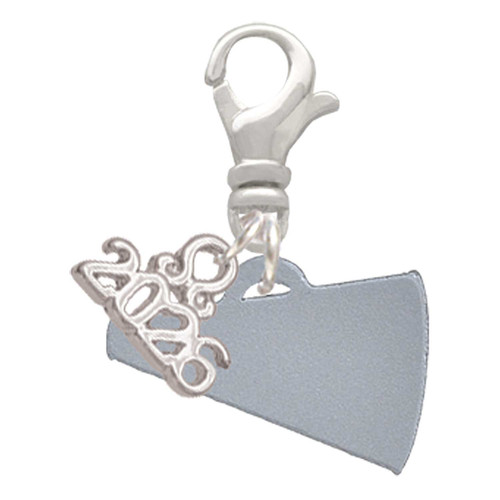 Acrylic Silver Plated Megaphone - Silver Plated Clip on Charm with Mini Year 2026: Year to Remember Jewelry Gift - Celebrations