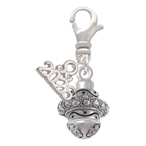Silver Plated Center Spacer Spinner - Silver Plated Clip on Charm with Mini Year 2026: Year to Remember Jewelry Gift - Celebrations