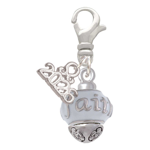Silver Plated Faith on White Spinners - Silver Plated Clip on Charm with Mini Year 2026: Year to Remember Jewelry Gift - Celebrations