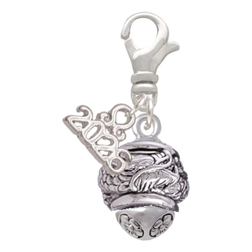 Silver Plated Antiqued Dragon Spinner - Silver Plated Clip on Charm with Mini Year 2026: Year to Remember Jewelry Gift - Celebrations