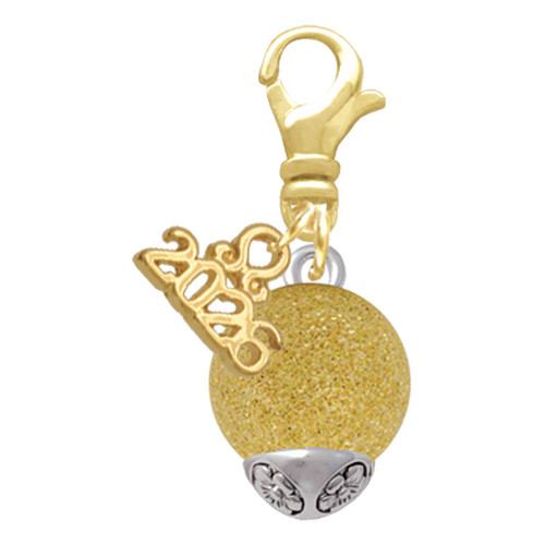 12mm Stardust Round Gold-tone Spinner - Gold-tone Plated Clip on Charm with Mini Year 2026: Year to Remember Jewelry Gift - Celebrations