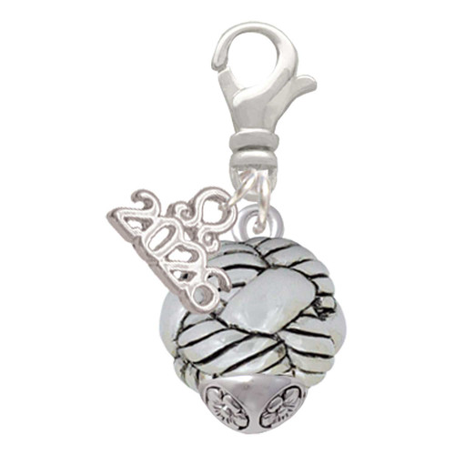 Silver Plated Large Woven Rope Spinner - Silver Plated Clip on Charm with Mini Year 2026: Year to Remember Jewelry Gift - Celebrations
