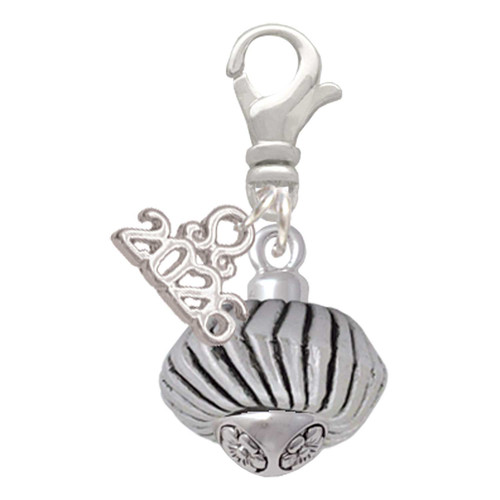 Silver Plated Large Angled Rope Spinner - Silver Plated Clip on Charm with Mini Year 2026: Year to Remember Jewelry Gift - Celebrations