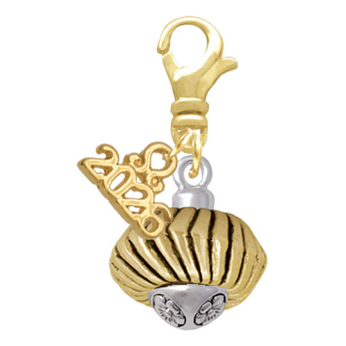 Gold-tone Large Angled Rope Spinner - Gold-tone Plated Clip on Charm with Mini Year 2026: Year to Remember Jewelry Gift - Celebrations