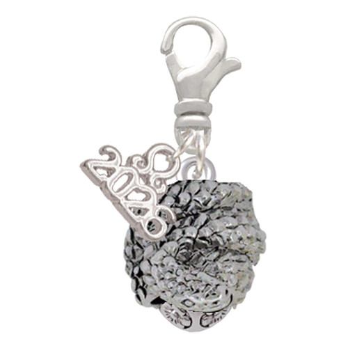 Silver Plated Snake Wrapped Around Spinner - Silver Plated Clip on Charm with Mini Year 2026: Year to Remember Jewelry Gift - Celebrations