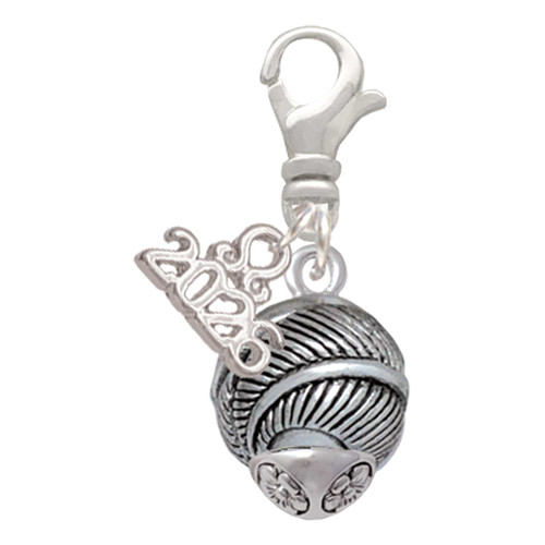 Silver Plated Feather Spinner - Silver Plated Clip on Charm with Mini Year 2026: Year to Remember Jewelry Gift - Celebrations