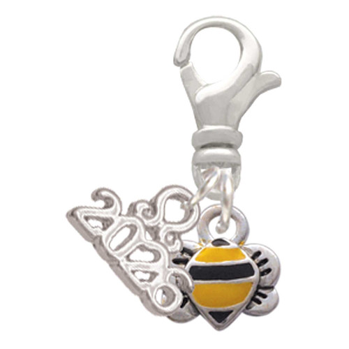 Silver Plated Mini Bumble Bee - Silver Plated Clip on Charm with Mini Year 2026: Year to Remember Jewelry Gift - Celebrations