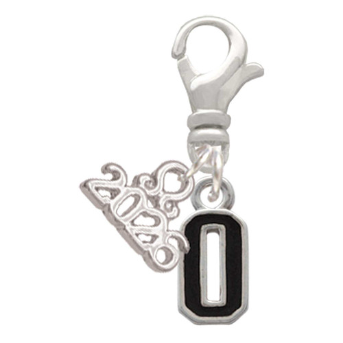 Silver Plated Black Number - 0 - Silver Plated Clip on Charm with Mini Year 2026: Year to Remember Jewelry Gift - Celebrations