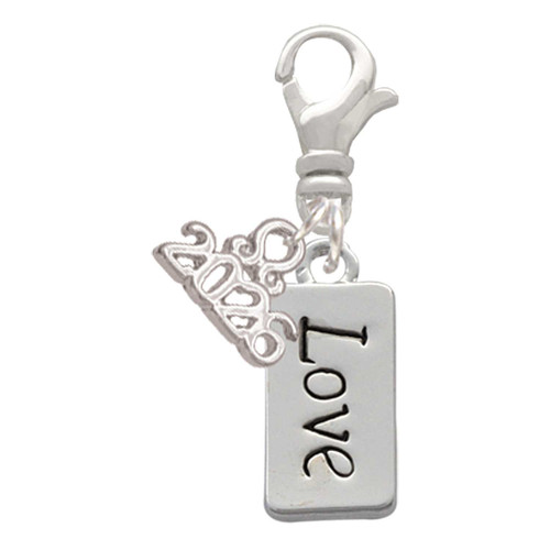 Silver Plated Love - Silver Plated Clip on Charm with Mini Year 2026: Year to Remember Jewelry Gift - Celebrations