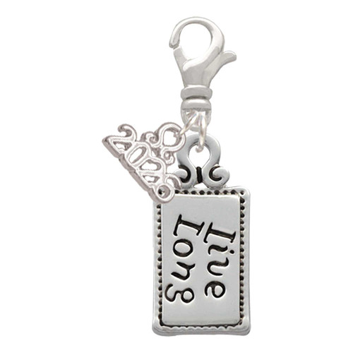 Silver Plated Live Long - Silver Plated Clip on Charm with Mini Year 2026: Year to Remember Jewelry Gift - Celebrations