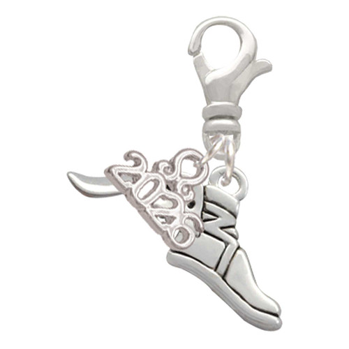 Silver Plated Winged Shoe - Mascot - Silver Plated Clip on Charm with Mini Year 2026: Year to Remember Jewelry Gift - Celebrations