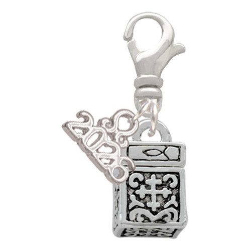 Silver Plated Prayer Box - Silver Plated Clip on Charm with Mini Year 2026: Year to Remember Jewelry Gift - Celebrations