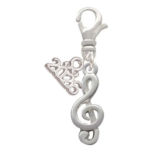 Silver Plated Clef - Silver Plated Clip on Charm with Mini Year 2026: Year to Remember Jewelry Gift - Celebrations