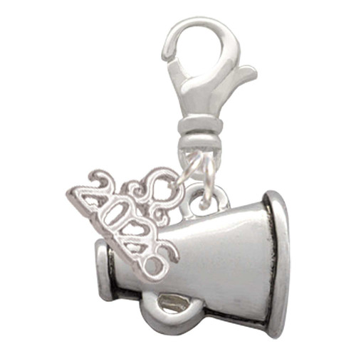 Silver Plated Small Megaphone - Silver Plated Clip on Charm with Mini Year 2026: Year to Remember Jewelry Gift - Celebrations