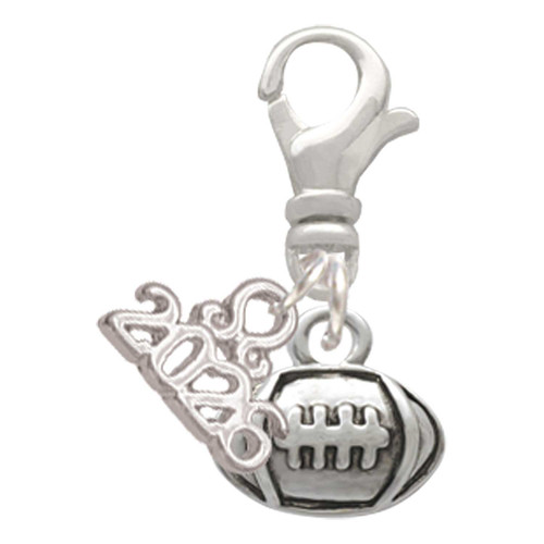 Silver Plated Mini Football - Silver Plated Clip on Charm with Mini Year 2026: Year to Remember Jewelry Gift - Celebrations
