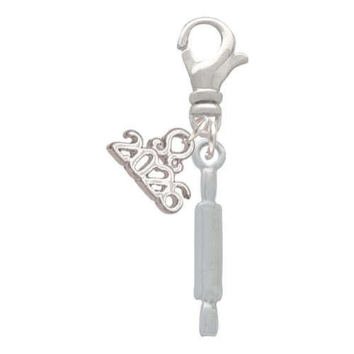 Silver Plated Rolling Pin - Silver Plated Clip on Charm with Mini Year 2026: Year to Remember Jewelry Gift - Celebrations