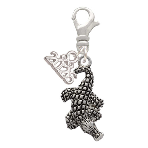 Silver Plated Alligator - Silver Plated Clip on Charm with Mini Year 2026: Year to Remember Jewelry Gift - Celebrations