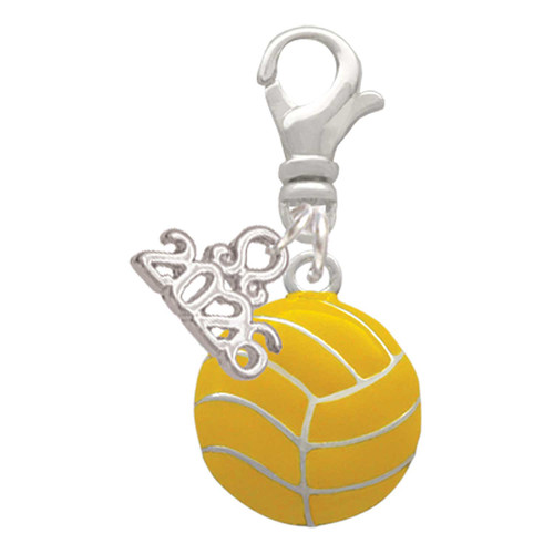 Silver Plated Large Water Polo Ball - Silver Plated Clip on Charm with Mini Year 2026: Year to Remember Jewelry Gift - Celebrations