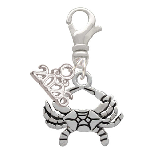 Silver Plated Crab - Silver Plated Clip on Charm with Mini Year 2026: Year to Remember Jewelry Gift - Celebrations