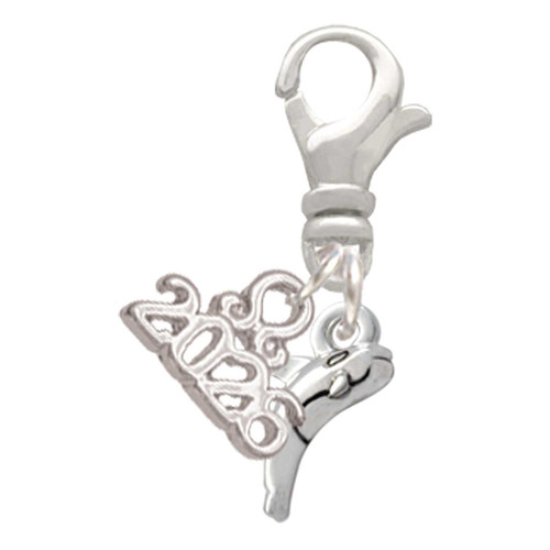 Silver Plated Mini Whale - Silver Plated Clip on Charm with Mini Year 2026: Year to Remember Jewelry Gift - Celebrations